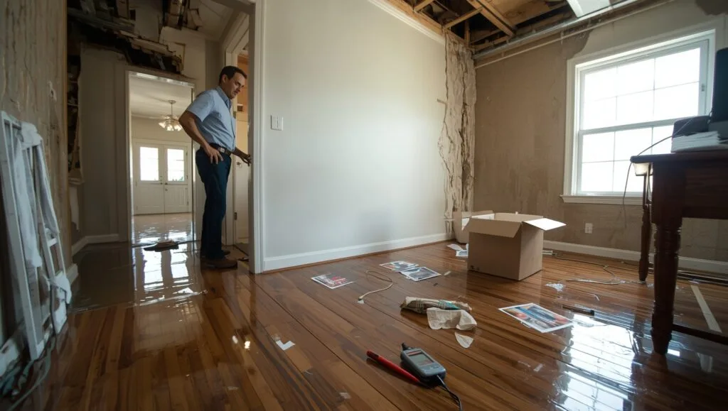 Water damage assessment showing costly mistakes that can lead to $10K in expenses and preventable property damage costs.