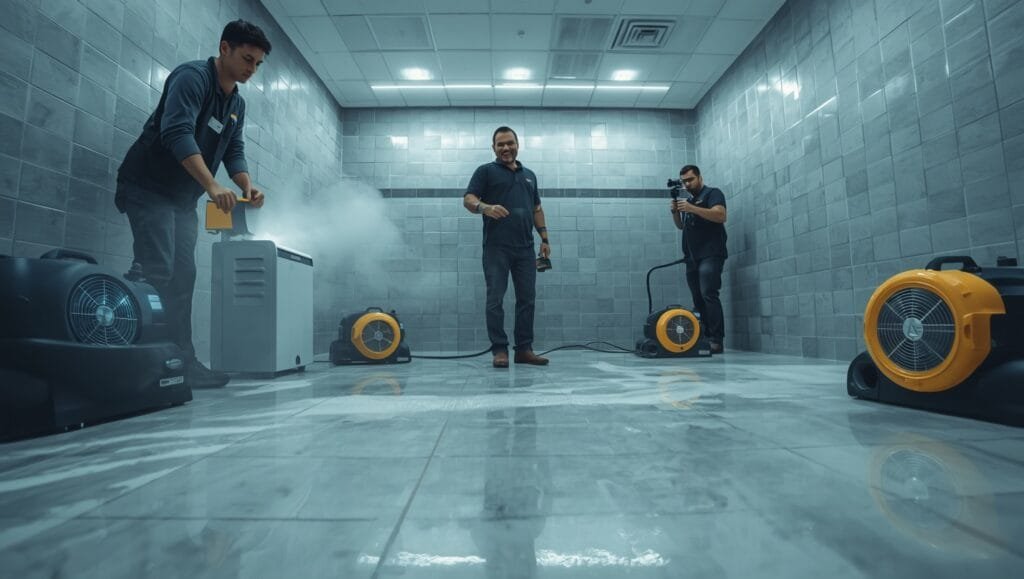 # Image Alt Text "How to dry out water under tiles: professional moisture removal techniques and tools for fast water extraction"
