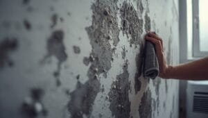 # Mold On Bedroom Walls Around Children: Prevention Tips Mold on bedroom walls around children showing black spots on drywall near child's bed with moisture damage visible.