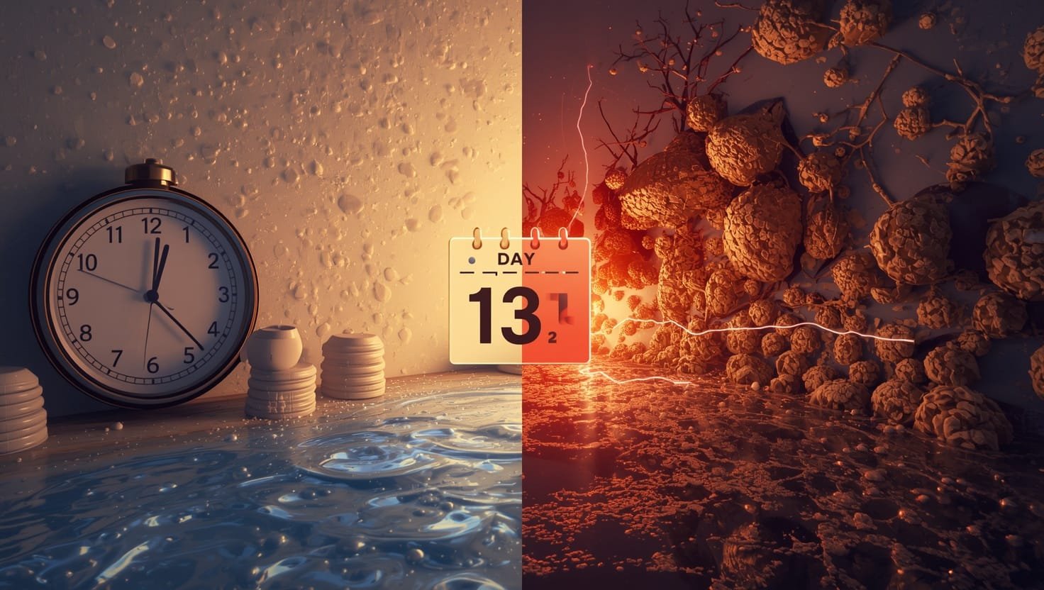 # Water damage restoration cost timeline showing price increases after day three of damage