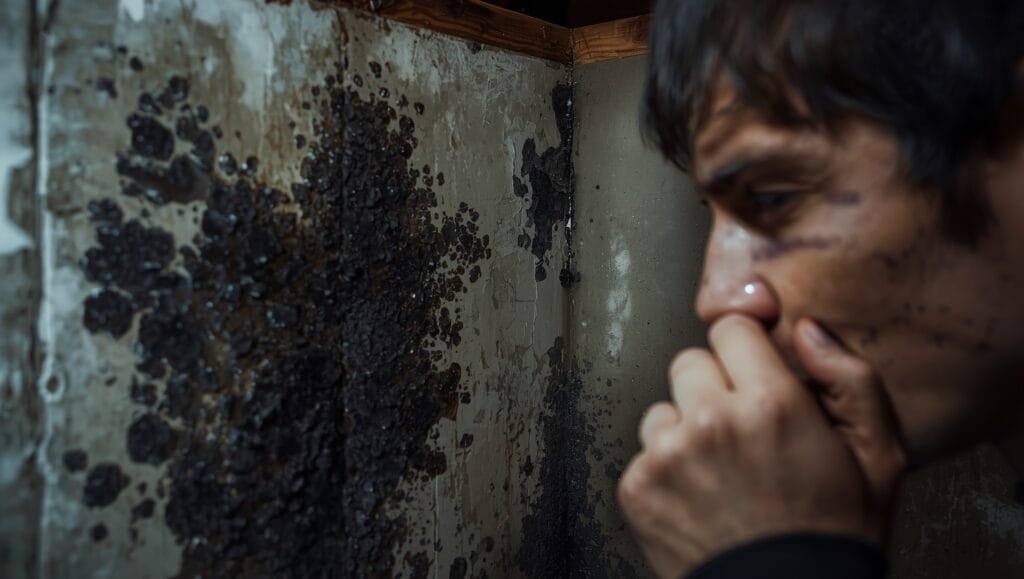 # Black mold odor description with musty smell warning for identification purposes **Character count: 101** This alt text: - ✓ Includes the target keyword "what does black mold smell like" - ✓ Stays under 125 characters - ✓ Describes the visual content - ✓ Uses natural language for SEO - ✓ Helps with Google image rankings